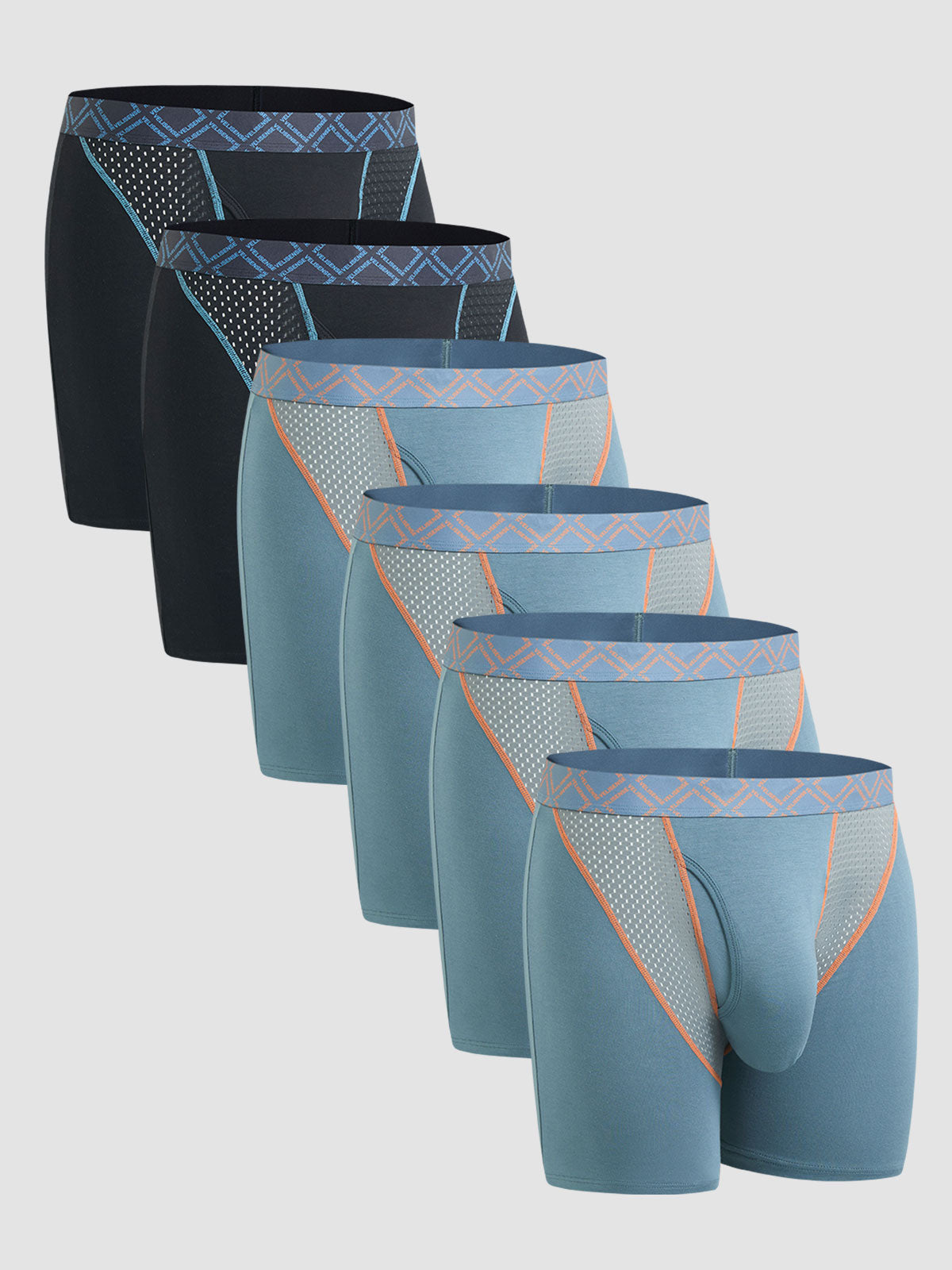 Second Skin Silk Soft Bamboo Boxer Brief with Fly 6" (6-Pack)