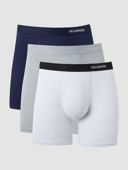 Combed Cotton Boxer Brief With Fly 6" (3-Pack)