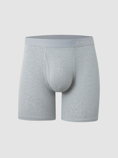 Combed Cotton Boxer Brief With Fly 6"