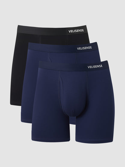 Calzoncillos bóxer de algodón peinado de longitud media (paquete de 3)